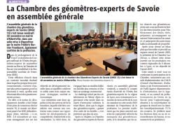 Le Dauphiné Libéré - UNGE 73 - La Chambre des géomètres experts de Savoie en assemblée générale